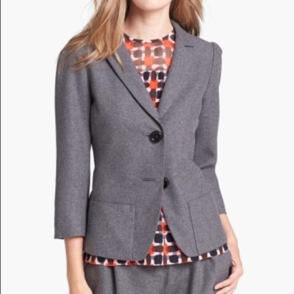 Kate Spade Melita Tweed Button 3/4 Length Sleeves Blazer Jacket Gray Size 4 - Picture 4 of 16